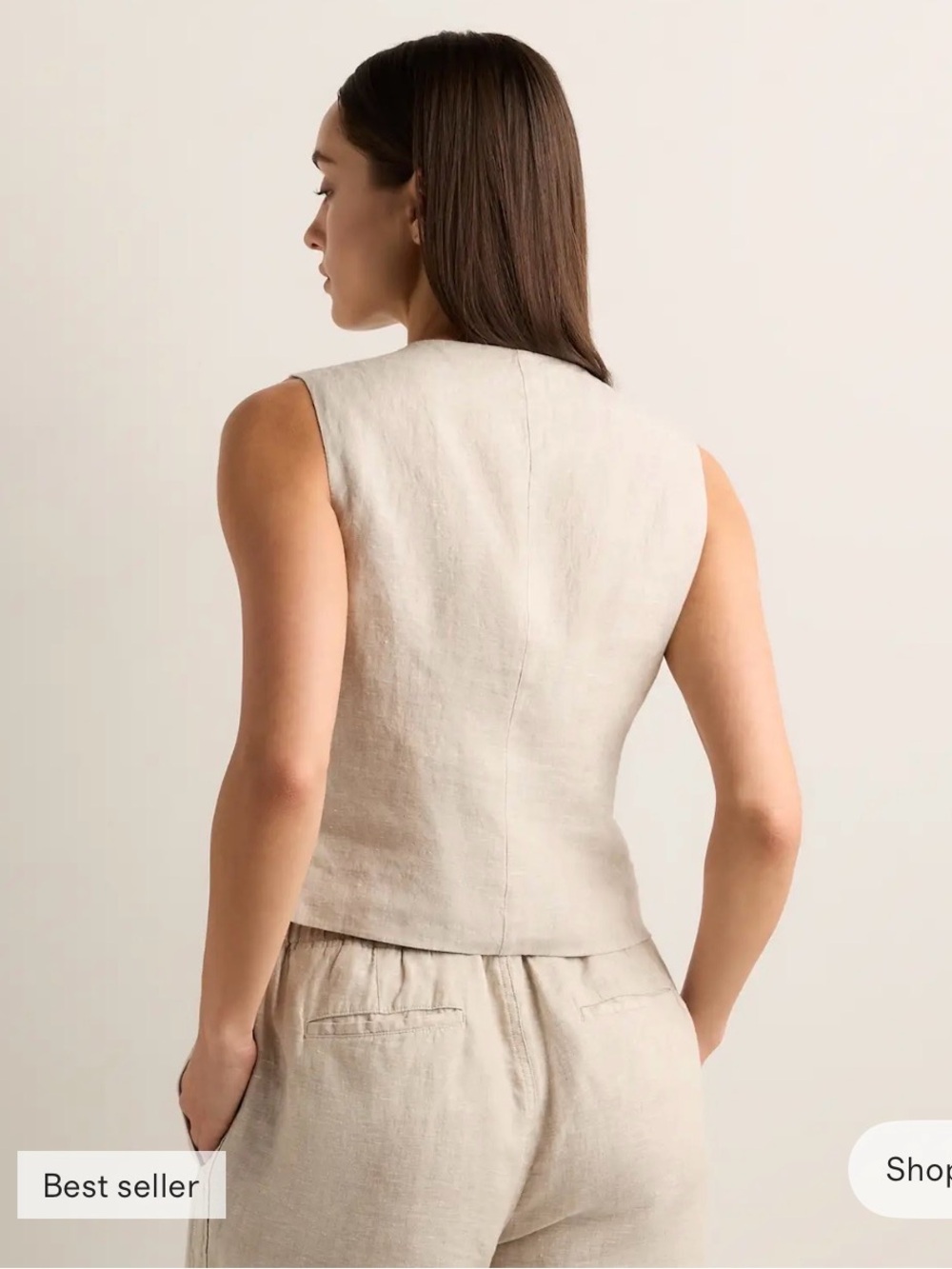 Quince Women's Linen Vest in Natural Beige XL NWT - Picture 2 of 9